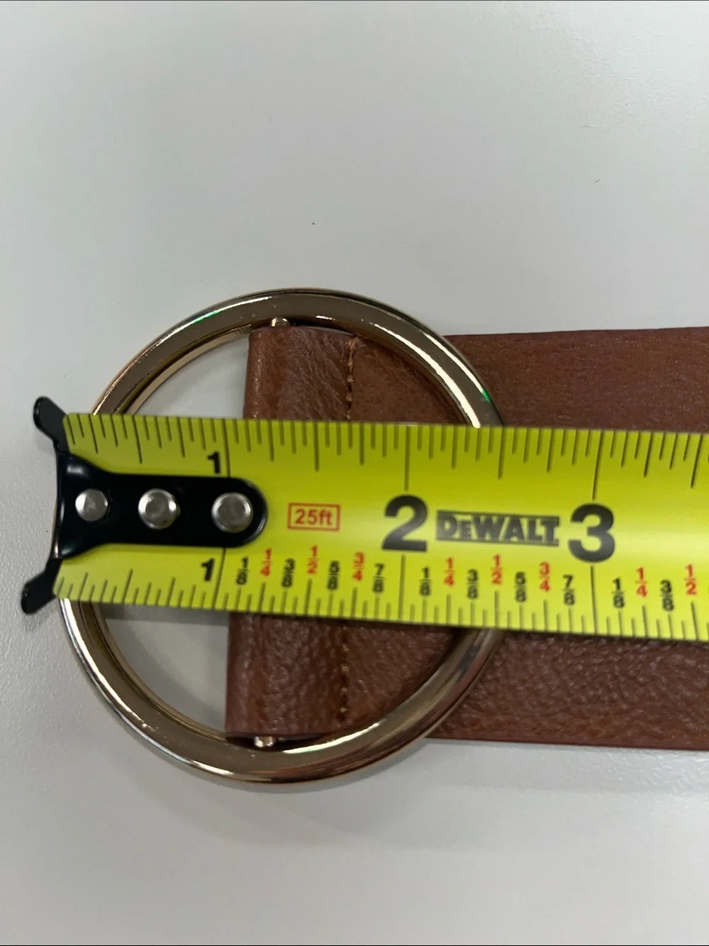 Source Unknown Brown Faux Leather Belt with Round Gold Buckle S/M